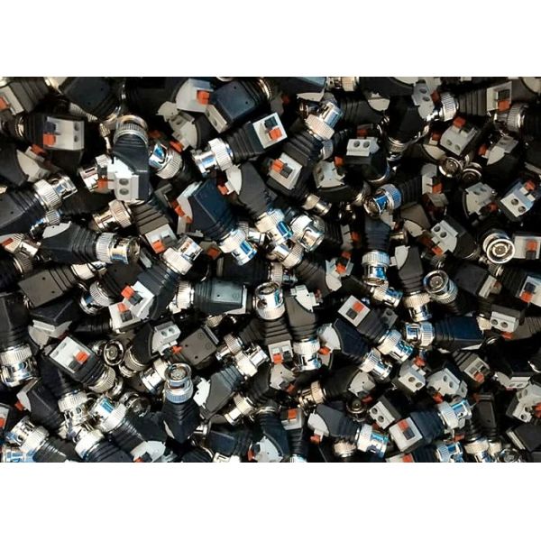 CCTV Camera BNC Coaxial Cable Connector Golden Plated Easy Installation