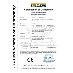 Guangzhou Aeor Inflatable Co., Ltd. Certifications