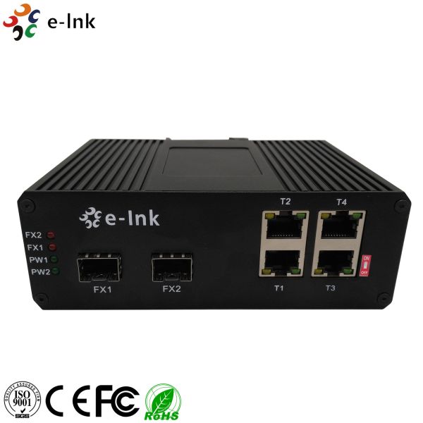 Gigabit Industrial Ethernet POE Switch 9K Bytes Jumbo Frame With 2 SFP Ports / 4 RJ45 Ports