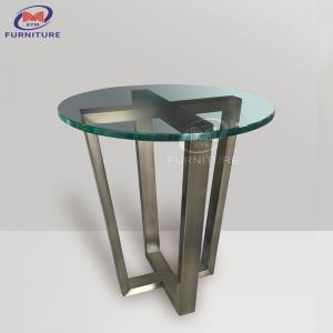 Quality Round Tempered Glass Top Table Stainless Steel Legs For Bedroom Living Room for sale