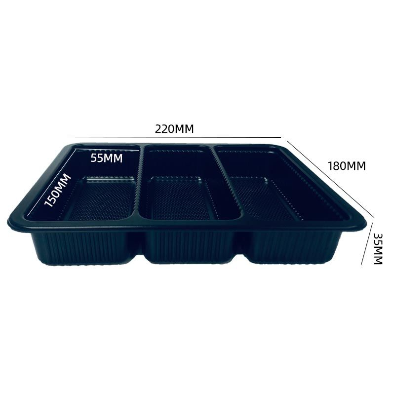 3-Cell PP Plastic Food Tray for Chicken Wraps Microwaveable Freezer Safe