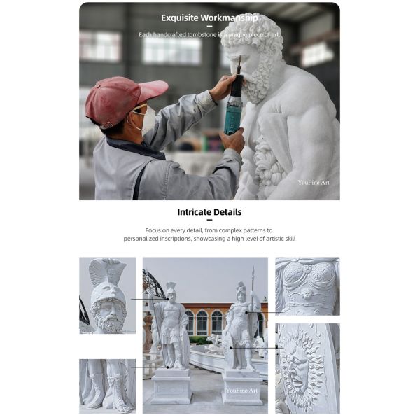 Life Size Outdoor Garden Figure People Marble Roman Soldier Sculpture