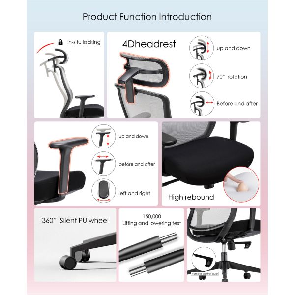 Office Furniture High Back Flip up Armrest Ergonomic Swivel Executive Computer Staff Mesh Chairs for Office Work Easy Control