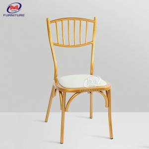 Quality Gold Metal Wedding Chiavari Chair With Fixed Cushion Stylish Design for sale