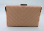 Elegant Quilted Metallic Clutch Bag , Faux Leather Rose Gold Chain Hand Clutch