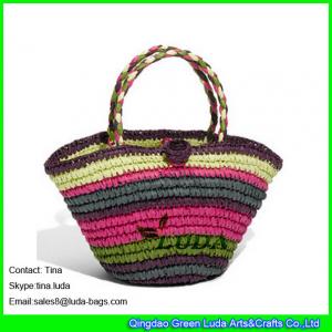 China LUDA colorful straw beach bags hand crochet paper straw bags uk on sale