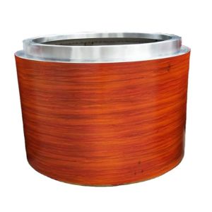 Wood surface metal modern round shape flower pot planter indoor