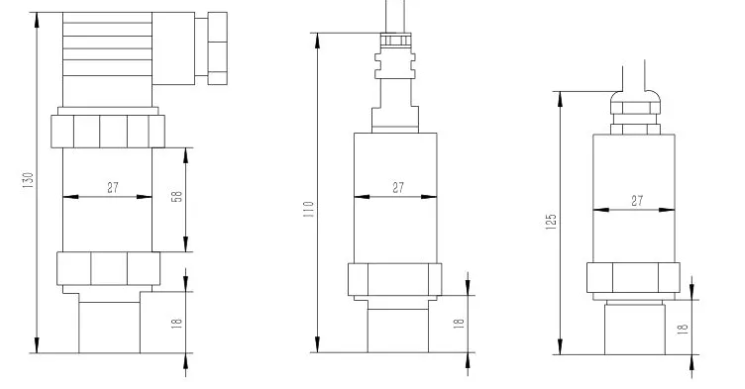 Diffused Silicon Air Water Pipe Flow Pressure Sensor Transmitter 12 To 30VDC 316L Stainless Steel