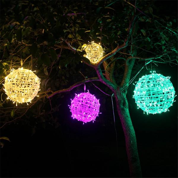 20 30 40 50CM Globe Fairy String Lights Outdoor Party Wedding Garden Decor Christmas Tree Rattan Ball Hanging Garlands Lights