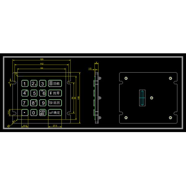 Luminous Access Control 304 Stainless Steel Keyboard Metal Waterproof 16 Key