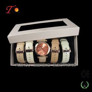 Quality PU leather strap with other replaceable band and color customized for ladies watch for sale