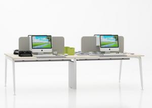 Quality 4 Seater Office Workstation Desk / Partition Workstation Table Light Oak Color for sale