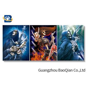 Amazing Skull 3d Picture With Black Frame , Depth 3d Stereograph Printing