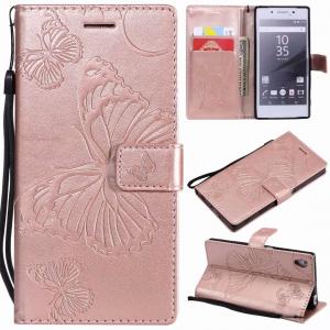 Quality Sony Xperia Z5 Embossing 3D Butterfly Leather Bracket Stand Wallet Case with wristlet strap for sale