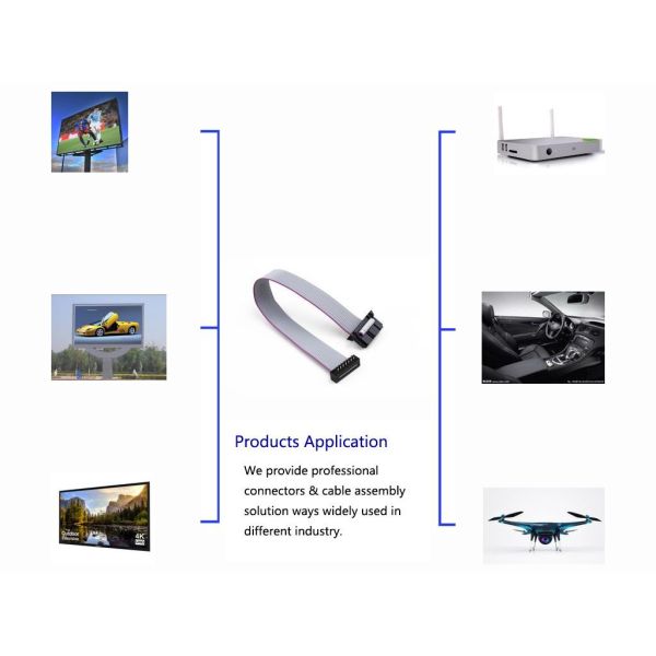 2 * 07 Ways IDC / DIP Flat Ribbon Cable Assembly With Butterfly Hook