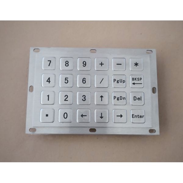 24 Keys Industrial Stainless Steel Metal Keypad With Numbers Page UP DOWN