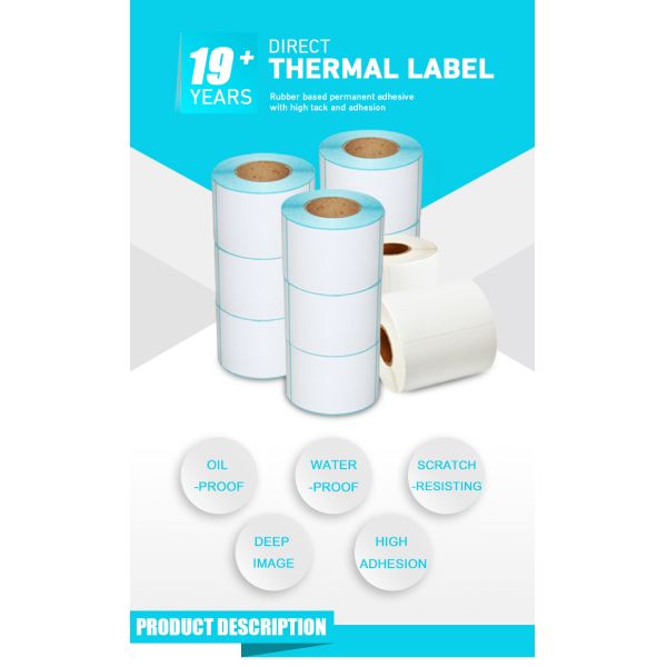 Custom Adhesive Barcode Label Paper Roll for Thermal Label Printers