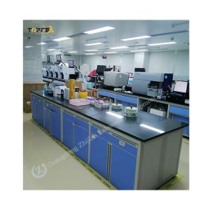 Quality Steel Lab Island Bench With 4 Drawers 2 Lockers 2 Cabinets In White / Blue / Grey for sale