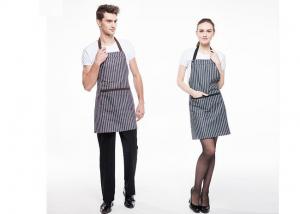 Quality Black And White Stripes Kitchen Cooking Aprons Adjustable With Widen Strap Design for sale