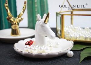 Quality Creative Unicorn Ceramic Jewelry Tray Bedroom Bedside Trinkets Decoration Dish for Holding Small Jewelries, Rings, Neck for sale