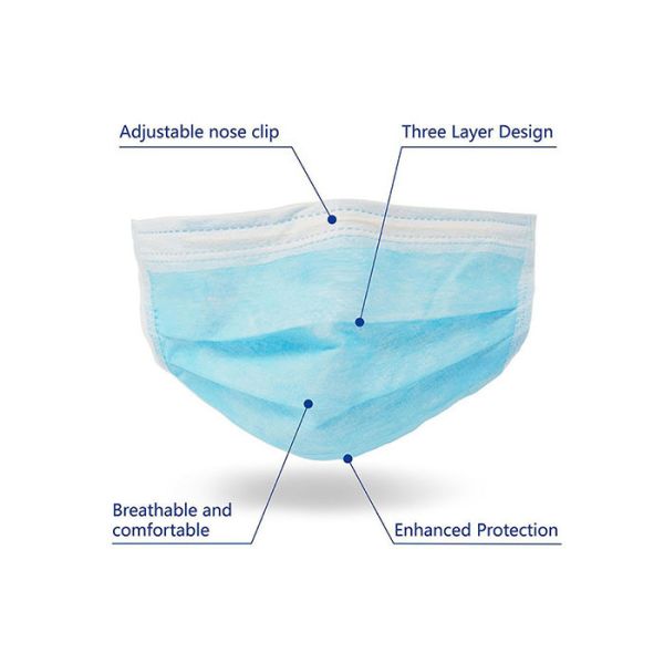 3 Ply Disposable Medical Mask Non Woven Fabric Surgical Mouth Mask Anti Virus