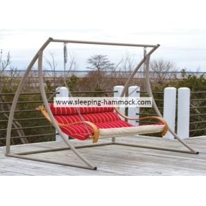 Fade Resistant Double Camping Hammock Chair Stand Porch Taupe , Hammock Swing