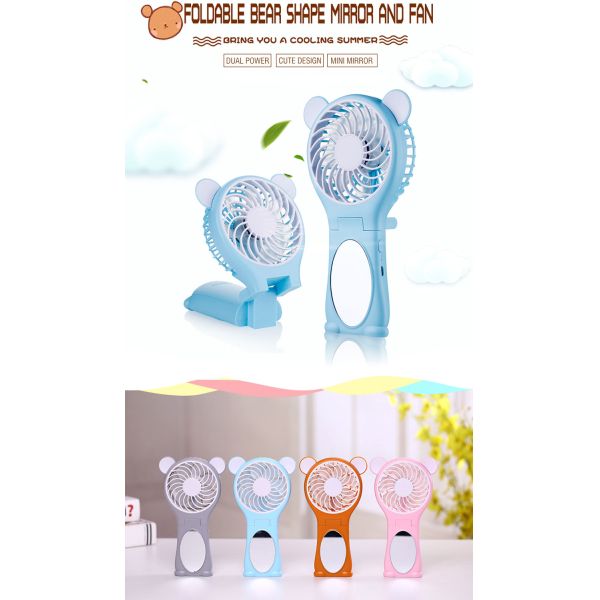 Automatic Cartoon Mini Small Battery Operated Fan Foldable Bear Usb Large Air Outlet