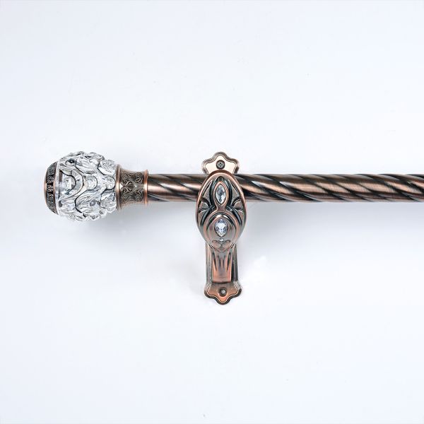 Vintage Curtain Rod Finials Crystal Collection Water Ripple With Cover Red 25mm Decorative Head