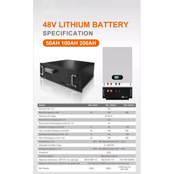LiFePO4 Lithium Battery OEM ODM 48V 100AH Lithium Ion Solar Battery Pack Home 5KWH Capacity For Back Up Energy System
