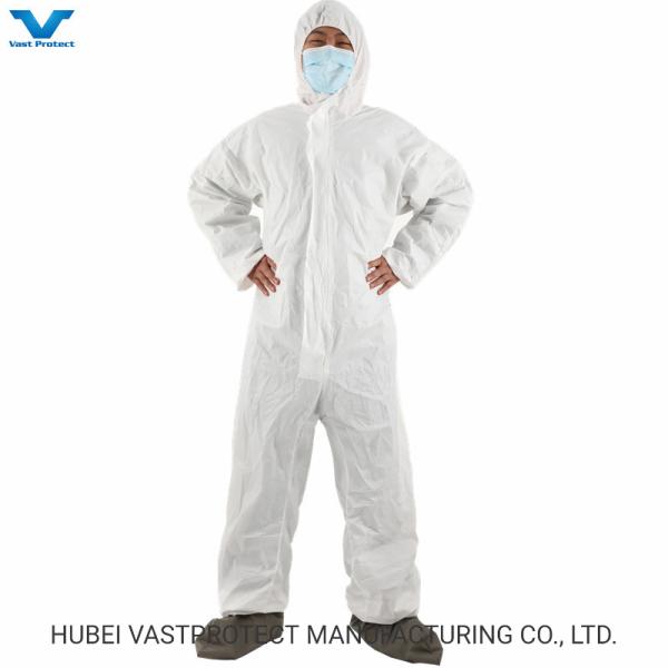 PPE Safety Protective Apparel 50GSM 60GSM 65GSM Tyvek White Disposable Coveralls