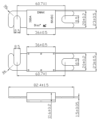 Electric Wood Shell Car Cartridge Fuse , 58VDC 300 Amp Inline Fuse