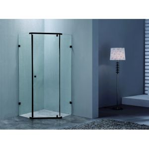 Quality Corner Shower Enclosure With 6mmT Tempered Glass Black SS Handle And Rod for sale