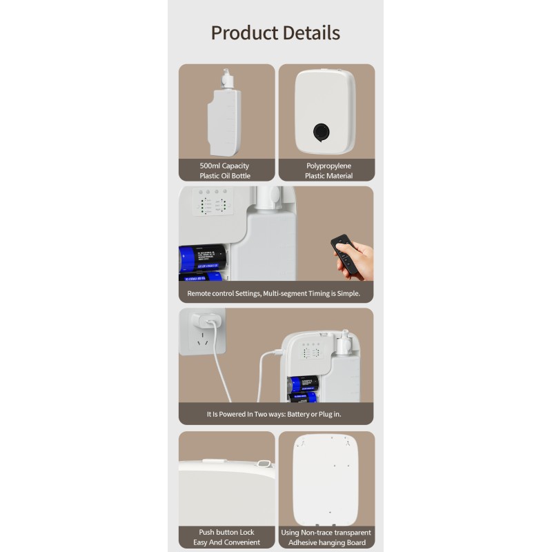 Matte Black Electric Aroma Diffusers 500ML Remote Control For Hotels And Homes