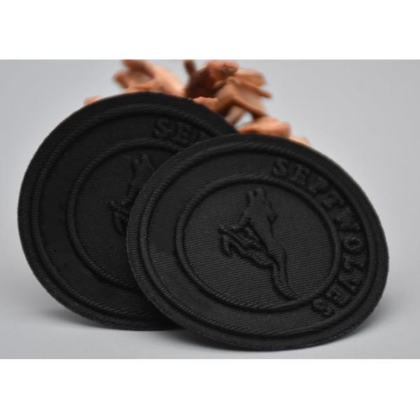 Woven Fabric Heat Transfer Labels Embossed Logo For Clothing