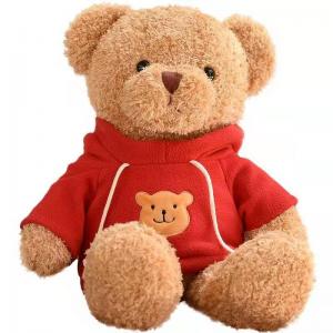 China 30cm Red Cute Little Hoodie Teddy Bear Plush Toys Girl Sleeping Pillow on sale
