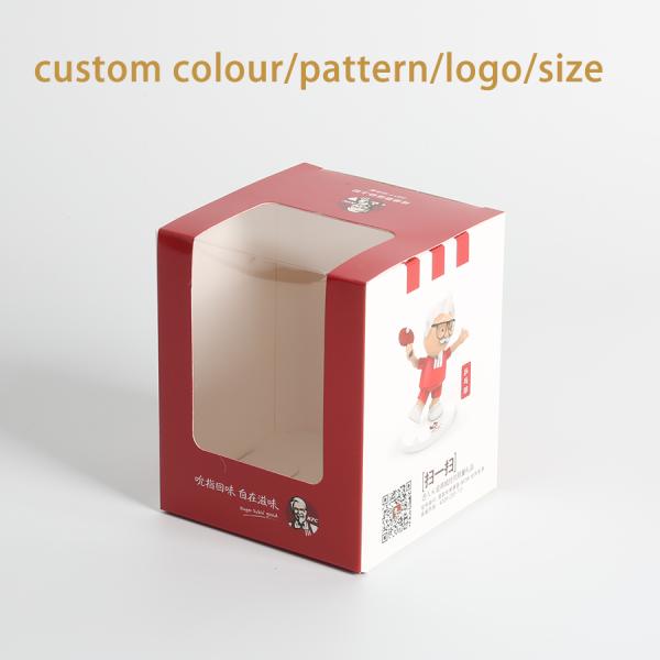 OEM ODM 4x4x5 Inches Straight Tuck End Box Coated Paper Packaging Box For KFC Food