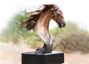 Quality Handmade Forging Bronze Ferghana Horse Head Garden Statue For Public Decoration for sale