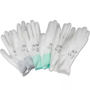 Quality 13G Knitted White Electronics Factory Working ESD Antistatic PU Coated Gloves for sale