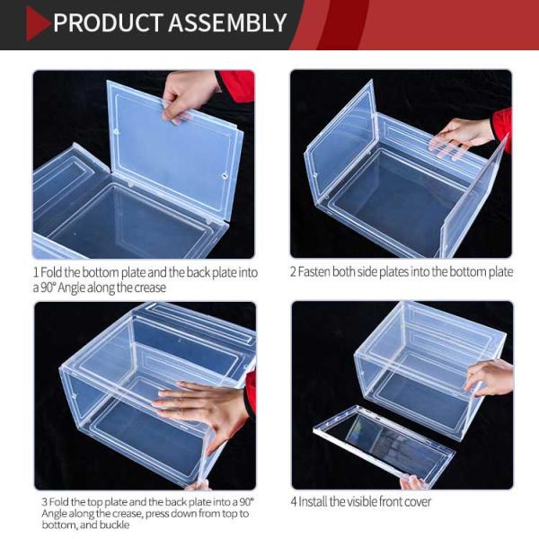 Transparent Portable Magnetic Drop Front Shoe Box Washable Foldable Lightweight
