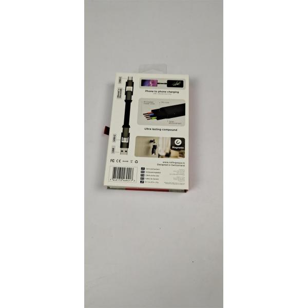 Electronic Product Cable Rigid Packaging Box Magnet Flip Cover with Ribbon Handle