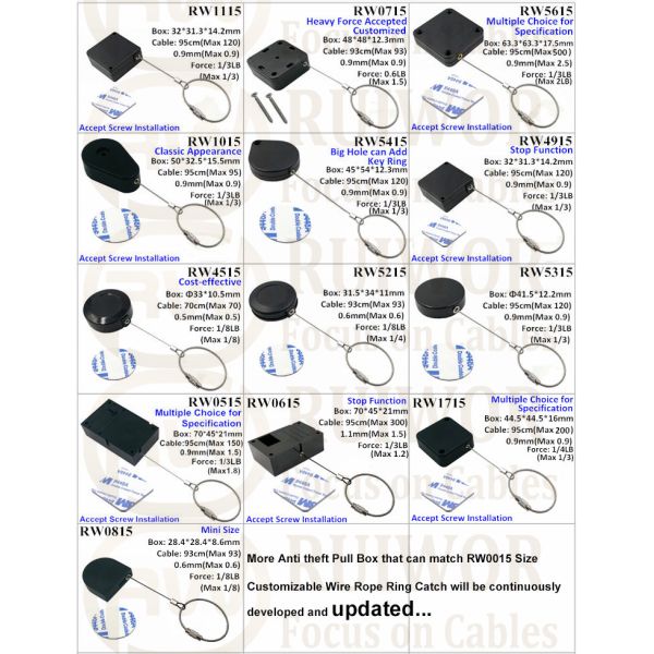 RW0515 Cuboid Anti Theft Pull Box With Size Customizable Wire Rope Ring Catch