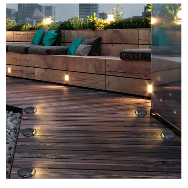 Recessed Step Buried Lamp One Side View 12 24Volt Side Emitting DIA 70MM For Walkway