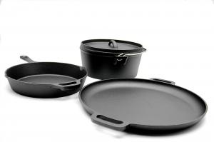 Quality Cast Iron Frying Pan,Grill Pan , dutch oven 3 Piece-set Pre Seasoned for all stove for sale