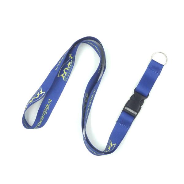 Printed Blue Full Color Lanyards , Screen Printed Lanyards With Key Ring