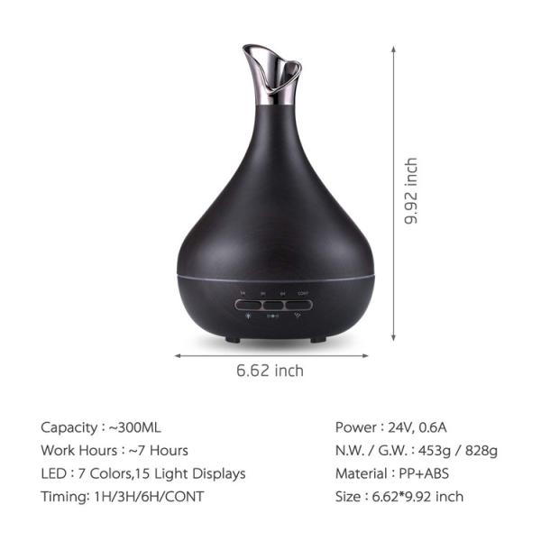 300ml Wood Grain Smart Sensor Ultrasonic Aromatherapy Diffuser