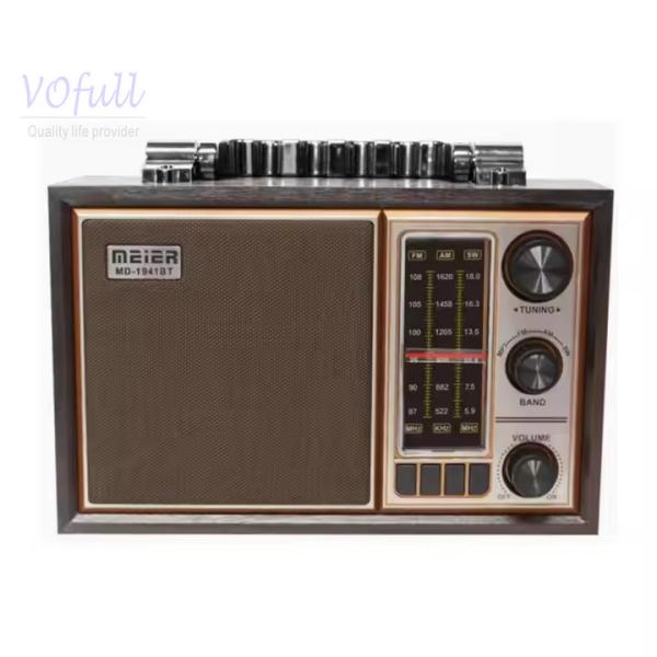 Coffee/Wooden USB FM/MW/SW 3Band Portable Radio With Built In Speaker And Rechargeable Battery Pack
