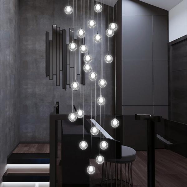 Large Staircase chandelier LED Bubble long chandelier for Home Hotel Hallway Suspension lamp(WH-NC-109)