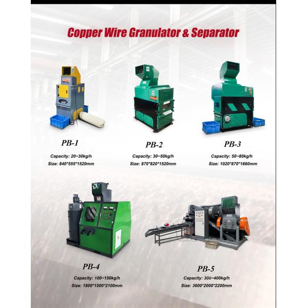 Scrap Electric Copper Wire Recycling Machine for Separating Aluminium Copper Granule