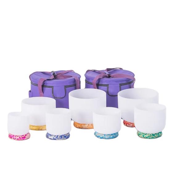 High Transmittance Crystal Singing Bowl Set with Chakra Healing and Digital Musical Scale for Meditation