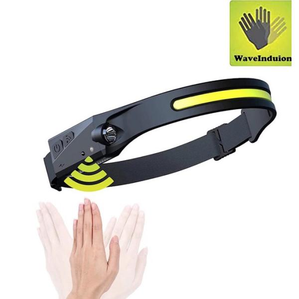 350lm Rechargeable COB LED Headlamp With Gesture Wave Sensor 3W Spot Illumination Camping Climbing Hiking